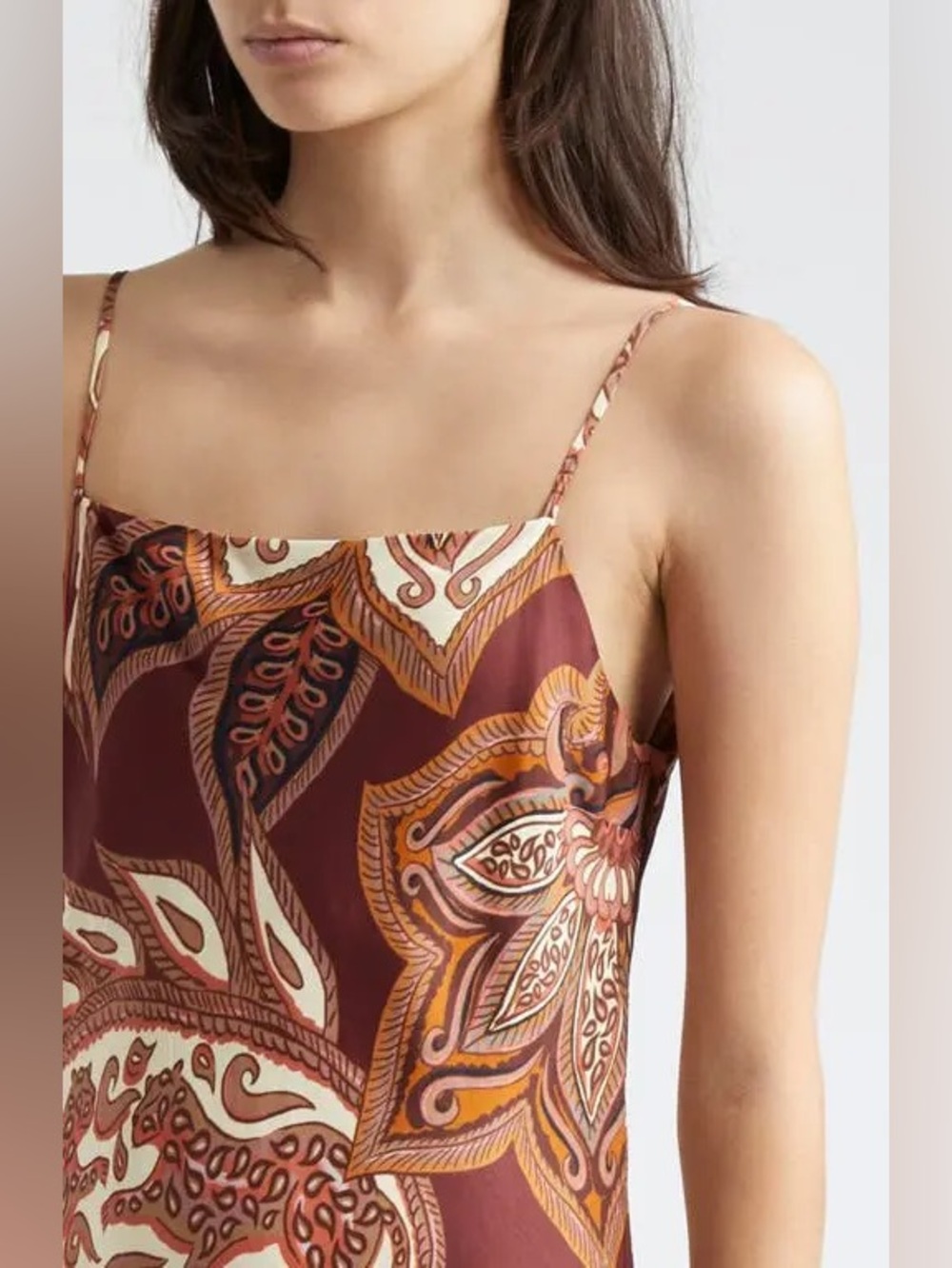 Farm Rio Leopard Paisley Burgundy Maxi Slip Dress S - Picture 5 of 14